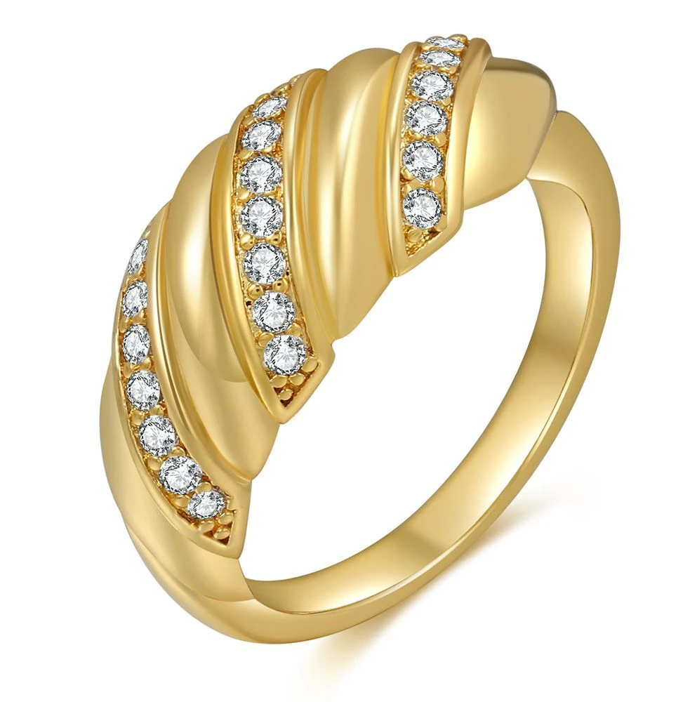 

zircon copper plated 18K gold ring croissant pattern ring for women