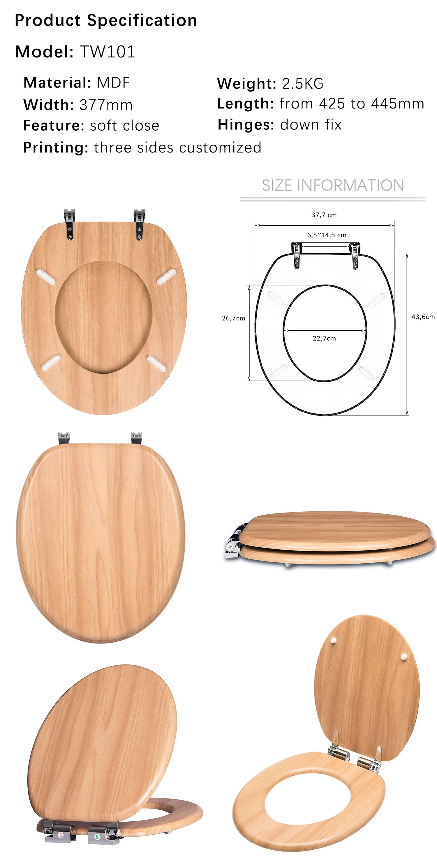 Mdf Universal Bathroom Wc Toilet Seat Easy Fit With Fittings Wooden W/c