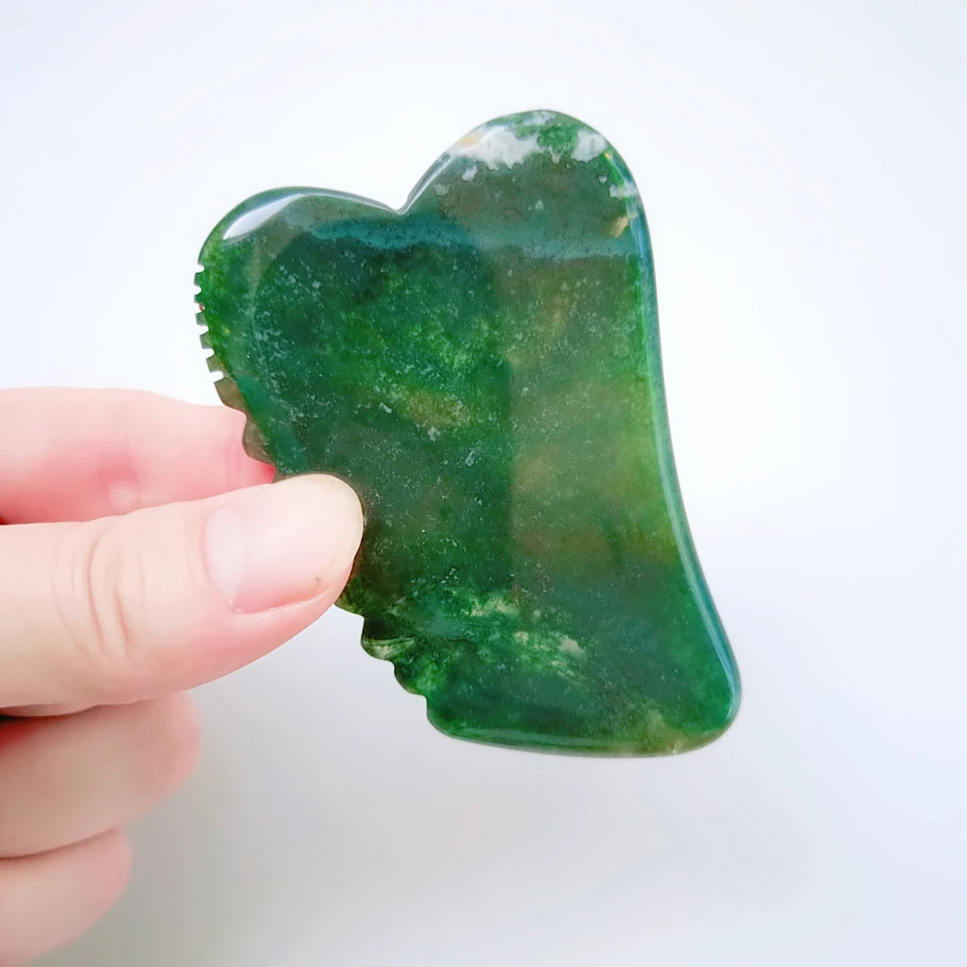 

Moss agate jagged square shape SPA Theraphy tool