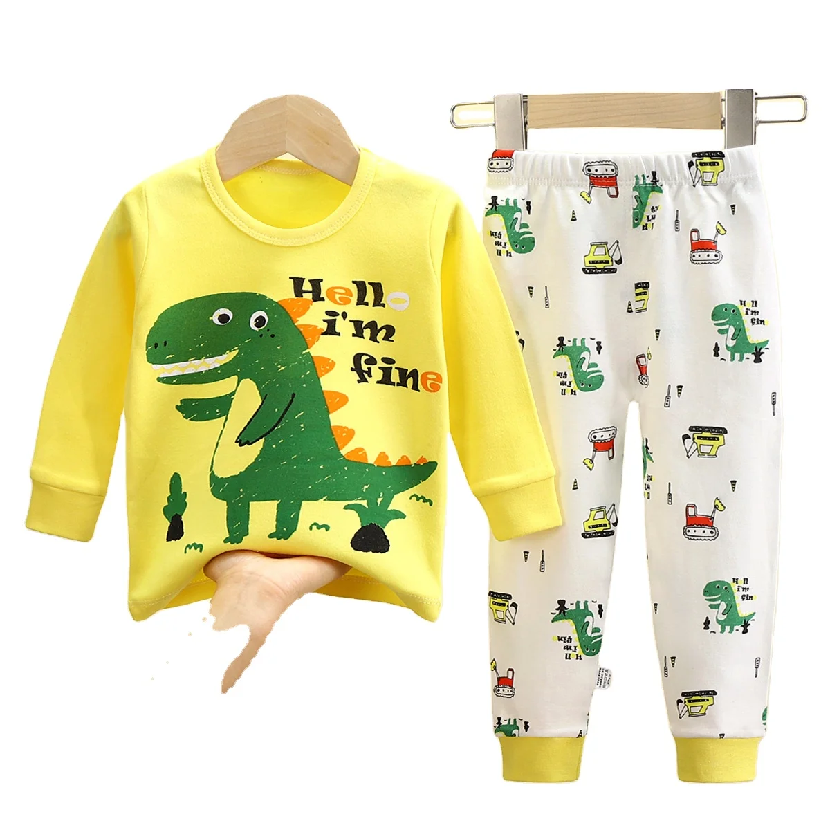 

Autumn 100% Cotton Home Clothing Kids Clothes Sets for Children with Cartoon Printing and Dyeing for Boys and Girls, Pink