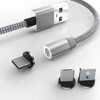 

Universal LED 3 in 1 nylon braided quick USB charging magnetic cable for iphone for Micro for Type c