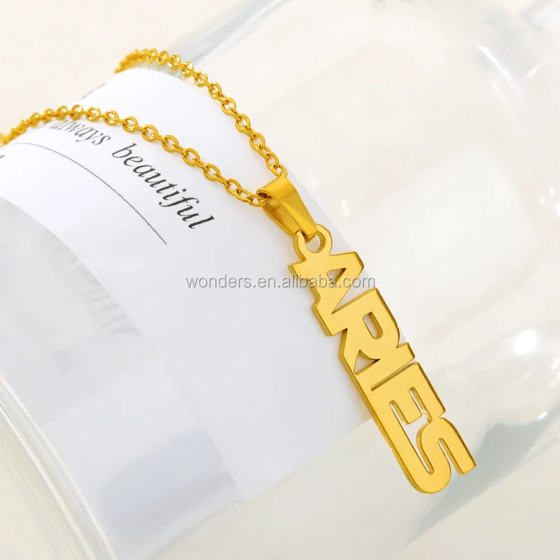 Aries Zodiac Sign Stainless Steel Jewelry Gold Color 2020 New Necklace