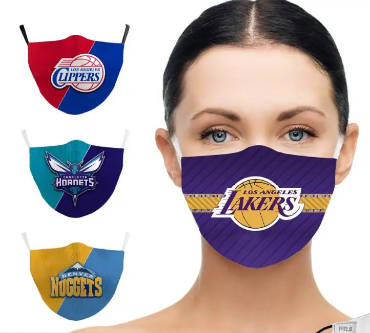 

MD-2022031803 Original design NBA ball team face maskes Lakers Heat Warriors Nuggets pluggable facemask men women, Multi