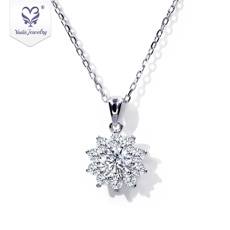 

Yadis 2023 snowflower 18k gold plated moissanite diamond pendant fashion jewelry necklaces for women