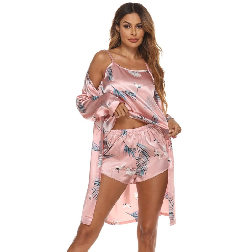 

Women Sexy 3pcs Sleepwear Cotton Pyjams Victorias Seoret Camisole And Short Pajamas Set Sleep Wear For Women Cotton, Picture