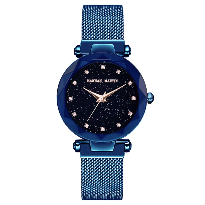 

Hot Sell Cheap Luxury Diamond Bordered Starry Sky Ladies Quartz Watch Simple Popular Stainless Steel Mesh Belt Women Wrist Watch, 5 colors