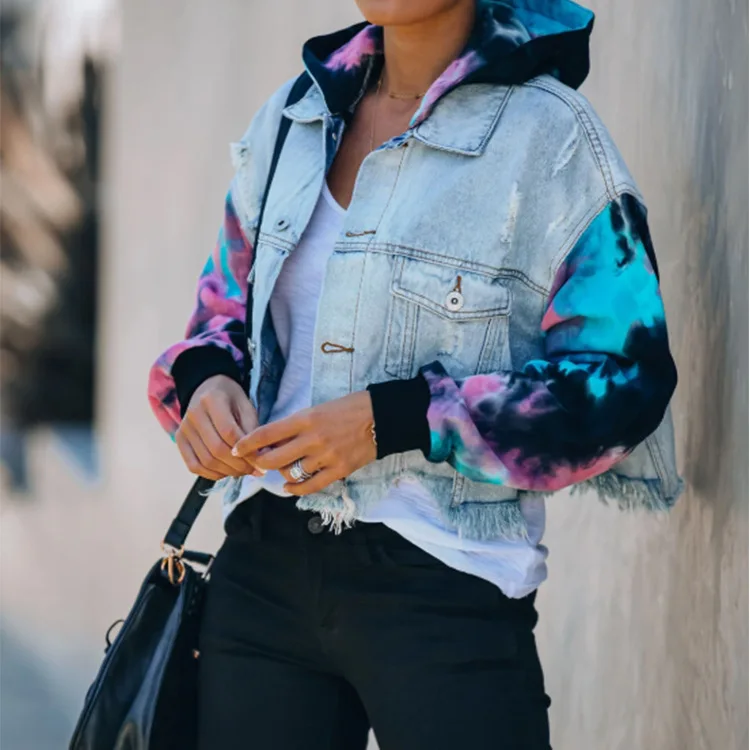 

Denim jacket women wtih hoody Jeans coated women's jackets