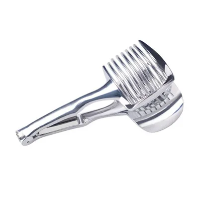 

Kitchen Gadgets Stainless Steel Onion Holder Potato Tomato Slicer Vegetable Fruit Cutter Safety Cooking Tools Accessories