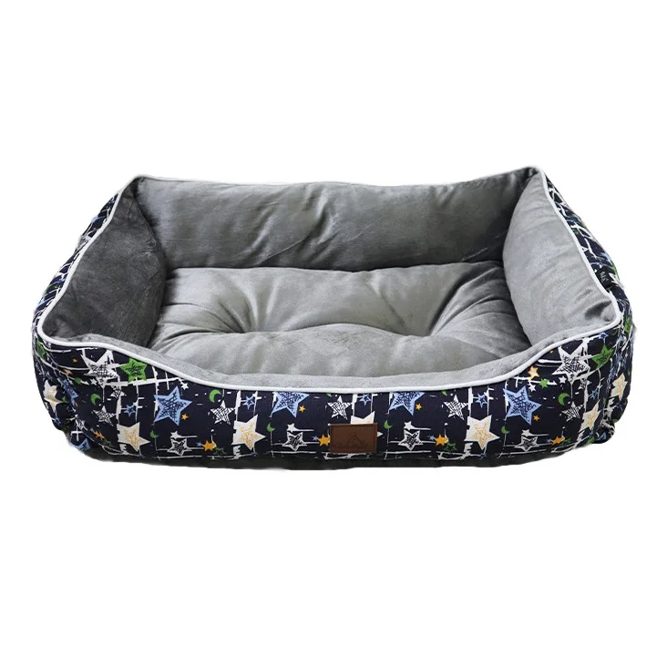 

Danyi pet products stars printed canvas pet bed for dogs & cats, Navy bule