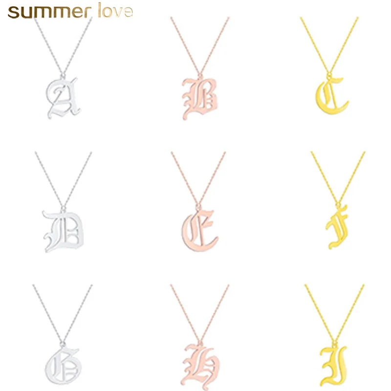 

Hot Sale Vintage Personalized A-Z 26 Alphabet Letter Charms Pendant Necklace Stainless Steel Jewelry, Silver ,gold, rose gold