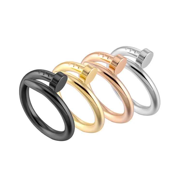 Fashion Trend Unisex Titanium Steel Couple Ring Stainless Steel Geometric Nail Ring