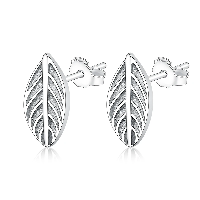 

Fashion 925 Sterling Silver Leaves Stud Earrings For Women 925 Silver Leaves Earrings berloque Jewelry Gift
