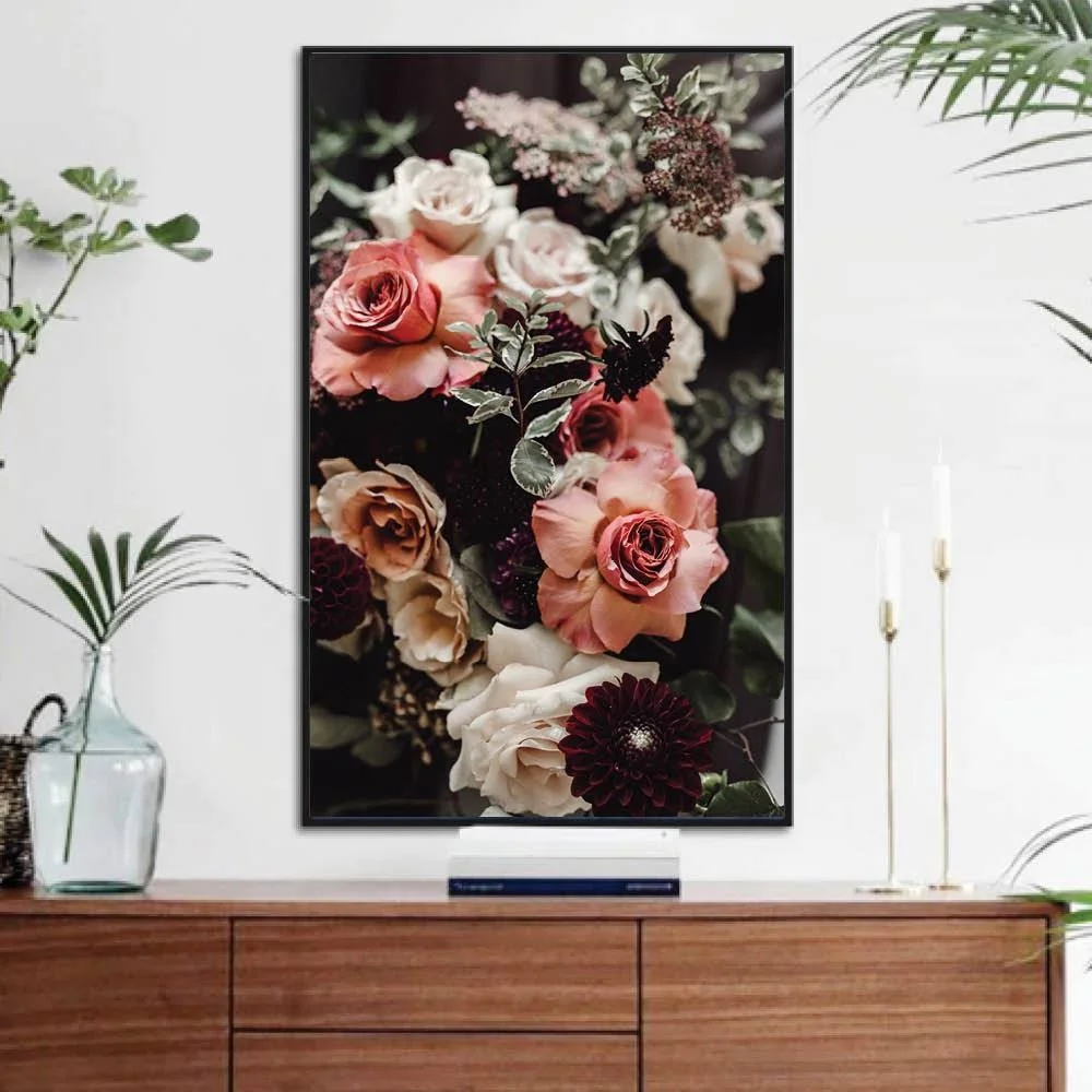 

8 Designs Beautiful Flower Poster Pink Rose Peony Flowers pink Oil Painting Prints on Canvas Wall Art Girl Room Decor, Multiple colours