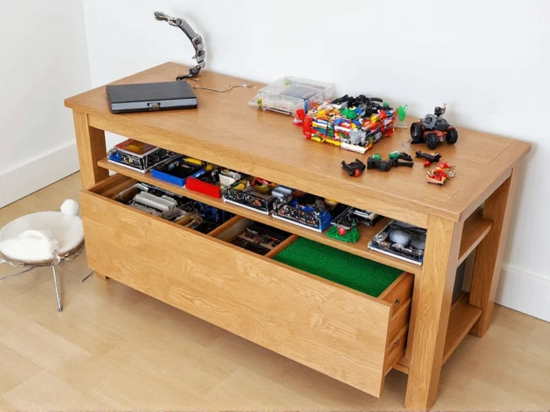 Customized LEGO crafting table with storage compartment