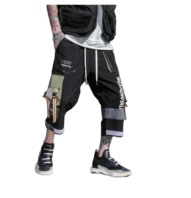 

Summer workwear new trousers color combination leisure popular logo bag seven - minute trousers