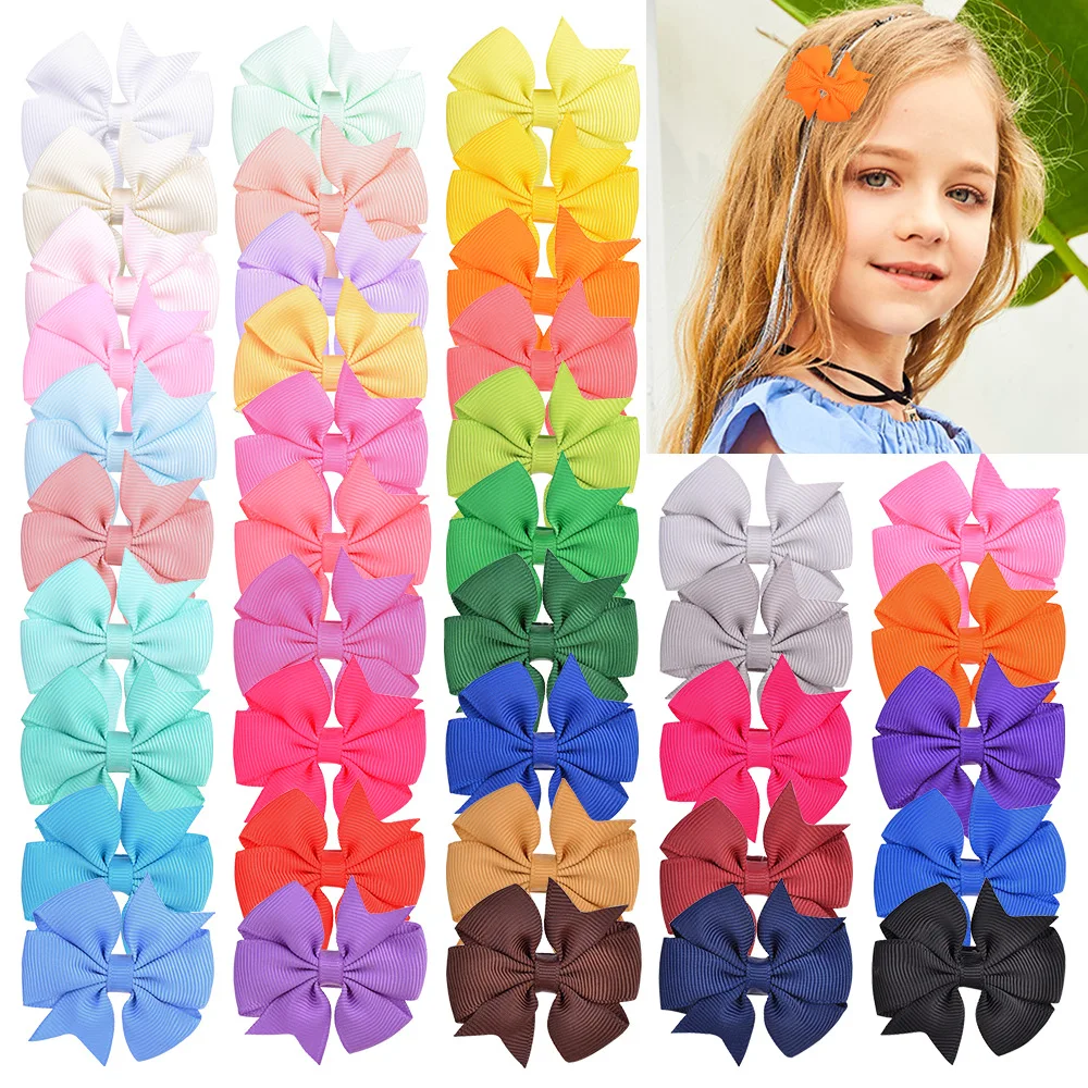 

free shipping 40 color 2 inch solid color ribbon fishtail hair bow full lined hairpin children's hair accessories 388, Choose from picture