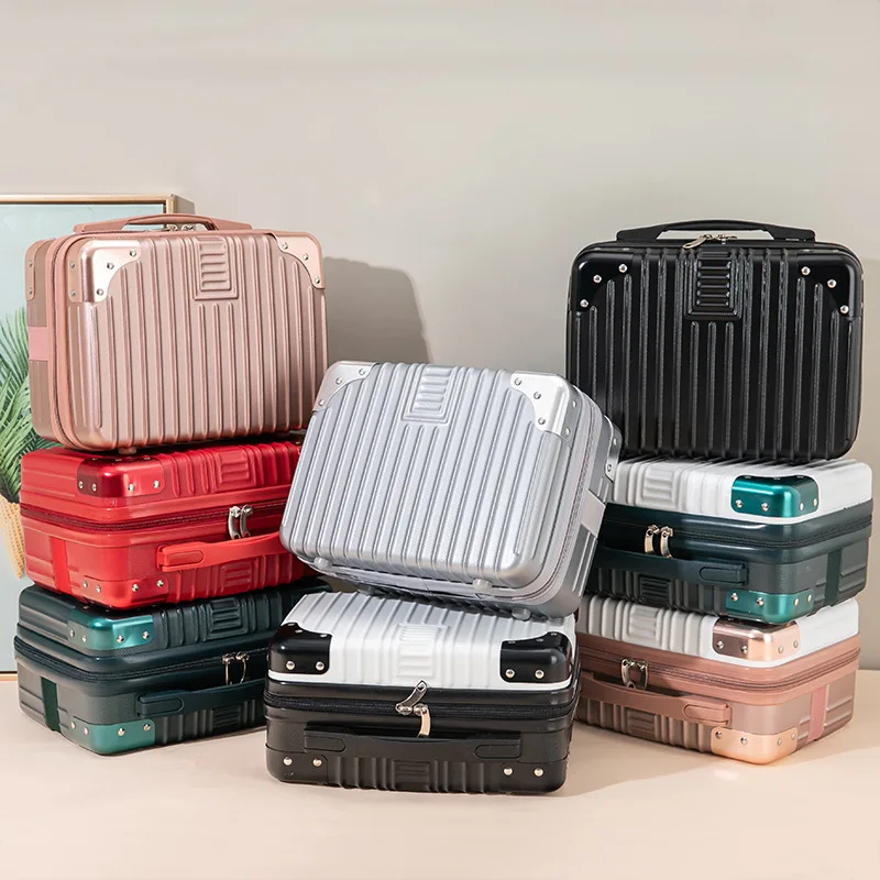 

FANLOSN Trending Portable 14 Inch Mini Suitcase ABS Scratch-Resistant Luggage Travel Bags Cosmetic Bag, As the picture shown or you could customize the color you want