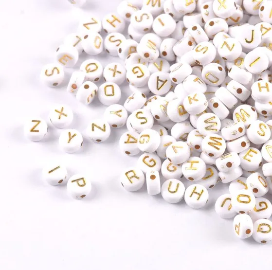 

3600pcs  Mixed white and gold Acrylic Alphabet/Letter Round Beads Alphabet Bead For Jewelry Making, Picture shows