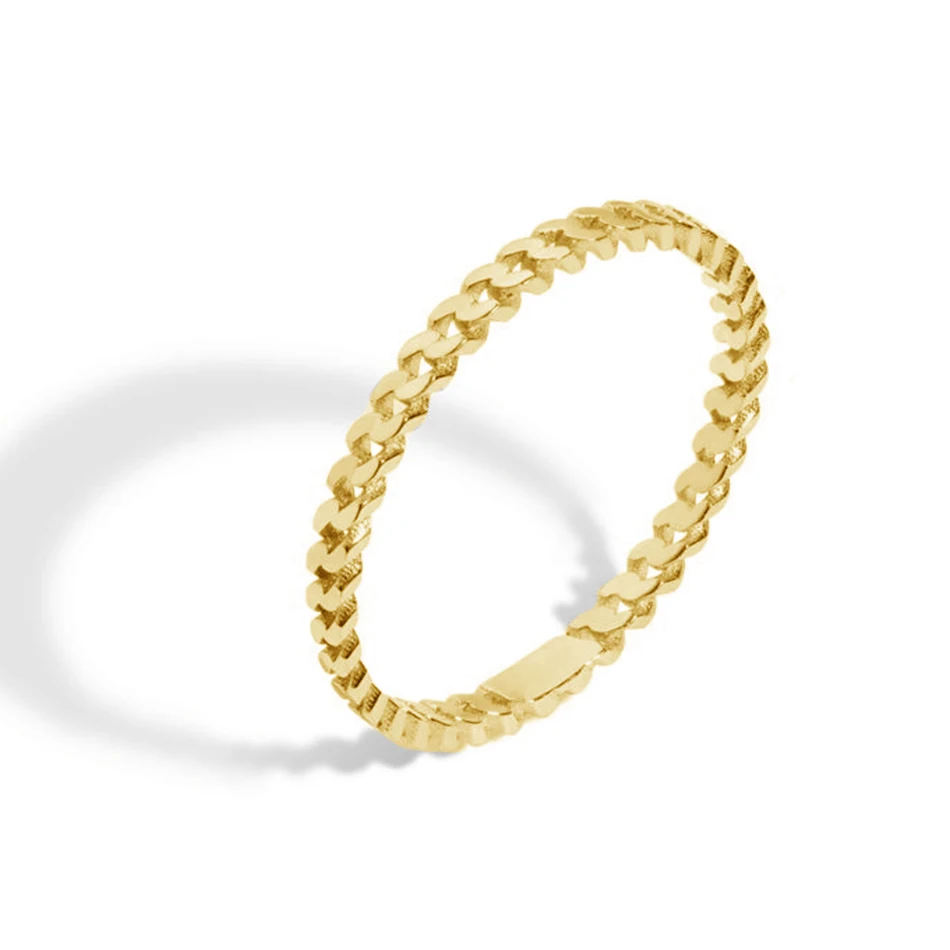 

Minimalist Jewelry 18K Gold Plated Ring For Women Brass Skinny Love Me Knot Link Ring For Gift