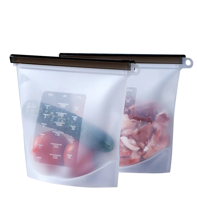 

Wholesale 1000ml Storage Containers Refrigerator Bag Reusable Platinum Silicone Ziplock Bag Vacuum Seal Food Fresh Bag, Customized color
