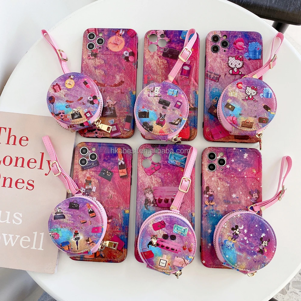 

Leather Wallet Bag Case Luxury Phone Case Len's Fully Protect Phone Cove Lady for-Disney Designer Phone Case Earphone Bag