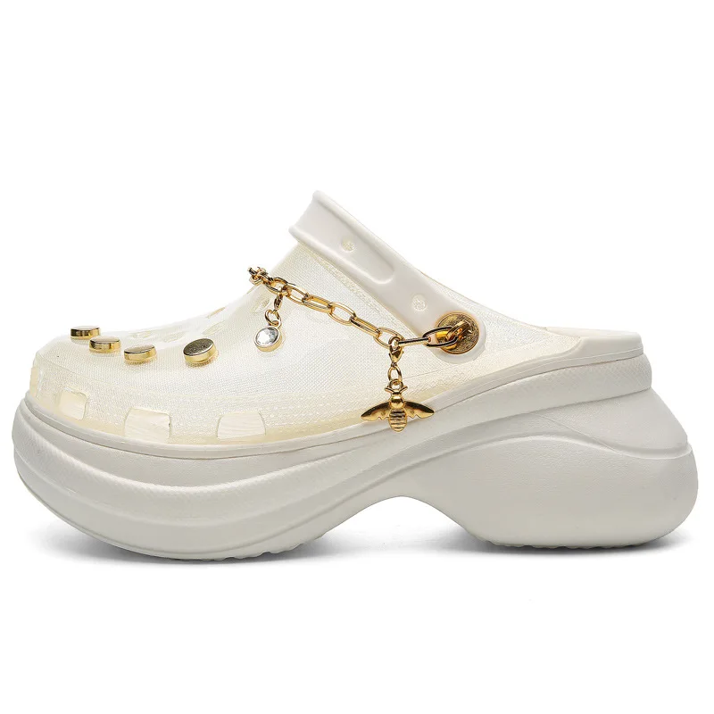 

wholesale fashion gardener platform Chain adults/girls clear 8CM heels premium bae women eva clogs mules with chain
