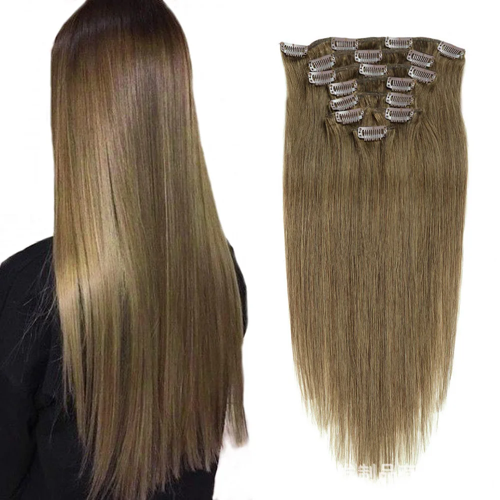 

Free Sample Clip In Hair Extension 100% Human Hair Natural Extension Human Hair Wholesale