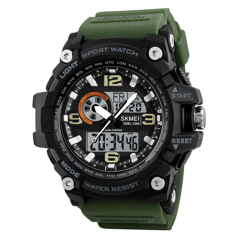 

Skmei 1283 Men LED montre horloge Digital Display Waterproof analog Watch Jam Tangan Male Sport Watches