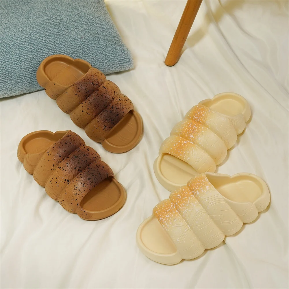 

Unisex Sandals Fashion Bread Women Slide Sandals Custom Logo Bathroom Clogs 2022 Summer Eva Slippers For Women Men, Brown, beige