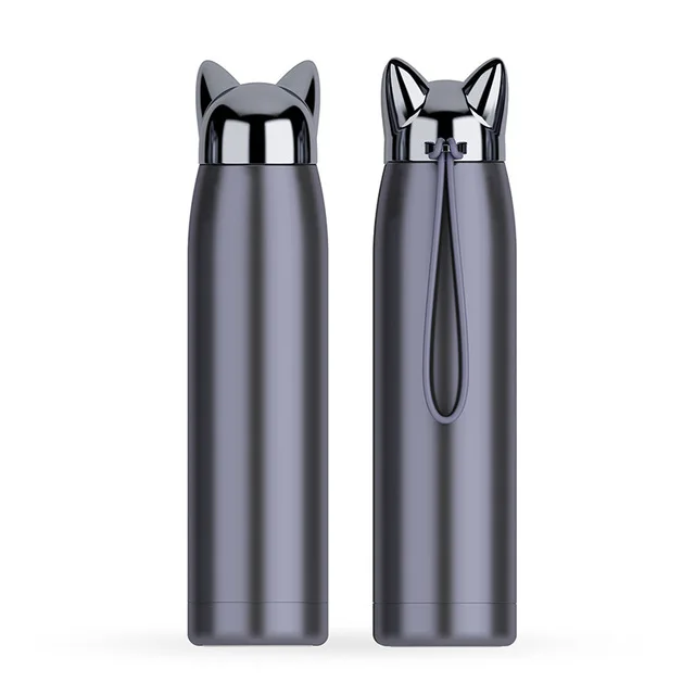 

320ml cat fox mug portable gift student couple stainless steel cup termos vacuum flask water bottle color changing tumbler