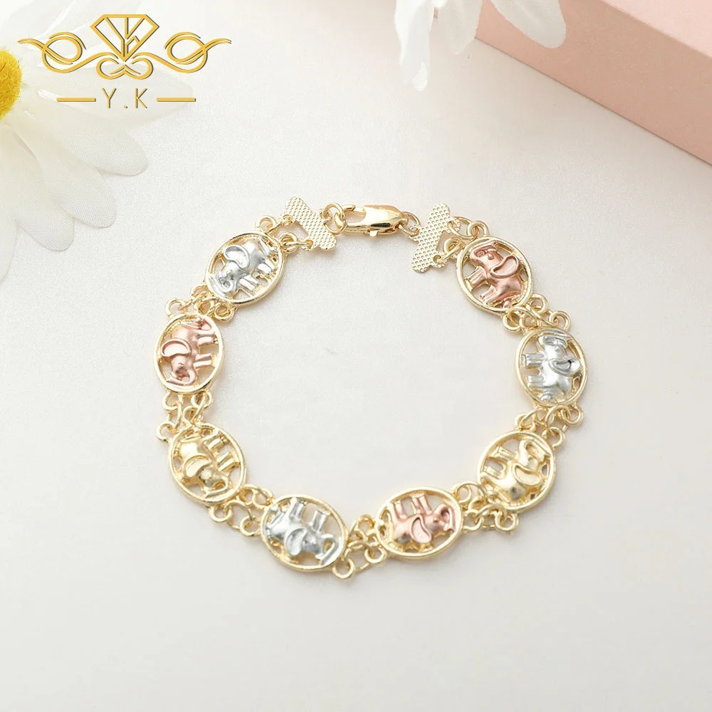 

European American Style 18k Gold Filled Jewelry Lucky Elephant Shape Accessories Bracelets for Women