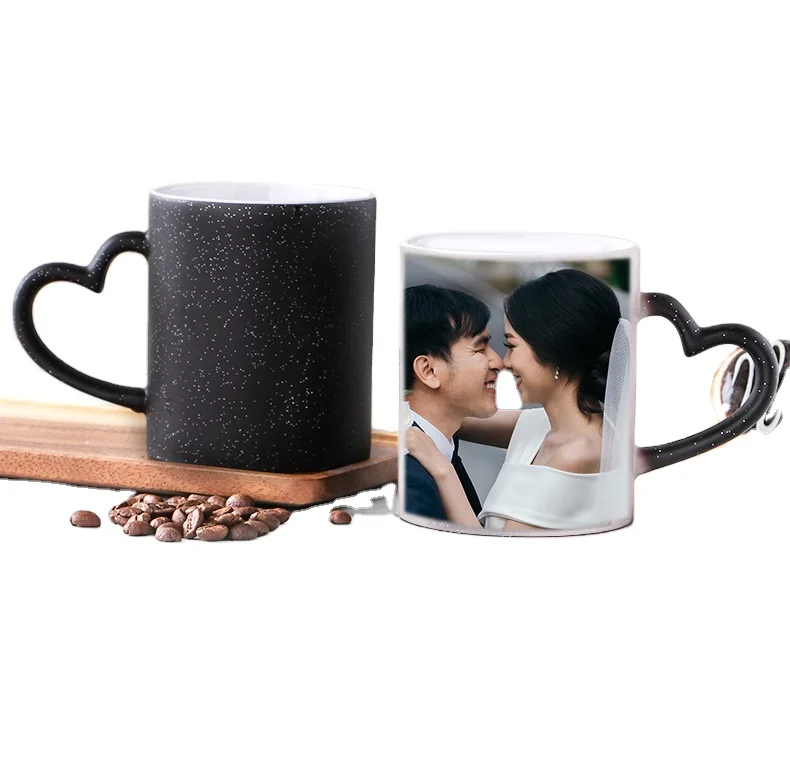 

Hot selling custom logo color changing porcelain coffee ceramic mug cups for couple