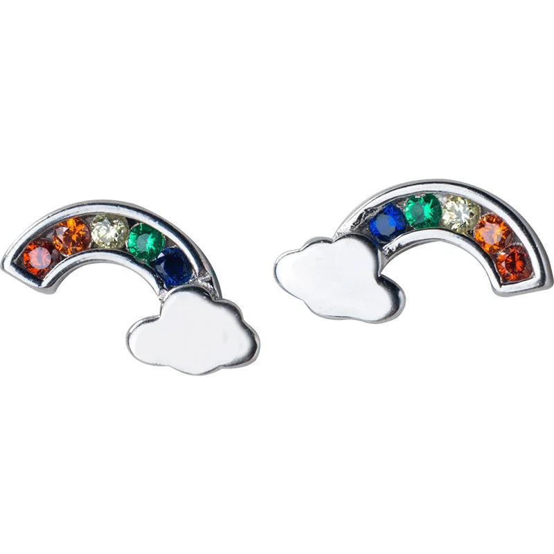 

2020 jewellery 925 sterling silver fashion cute rainbow cloud zircon crystal stud earrings women girl party