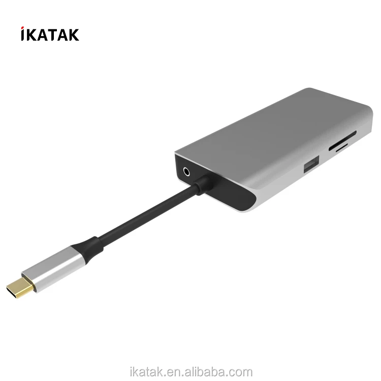 All in One Type C Hub 4K HDMI VGA Gigabit Ethernet PD Charging USB3.0 Multiple USB C Hub