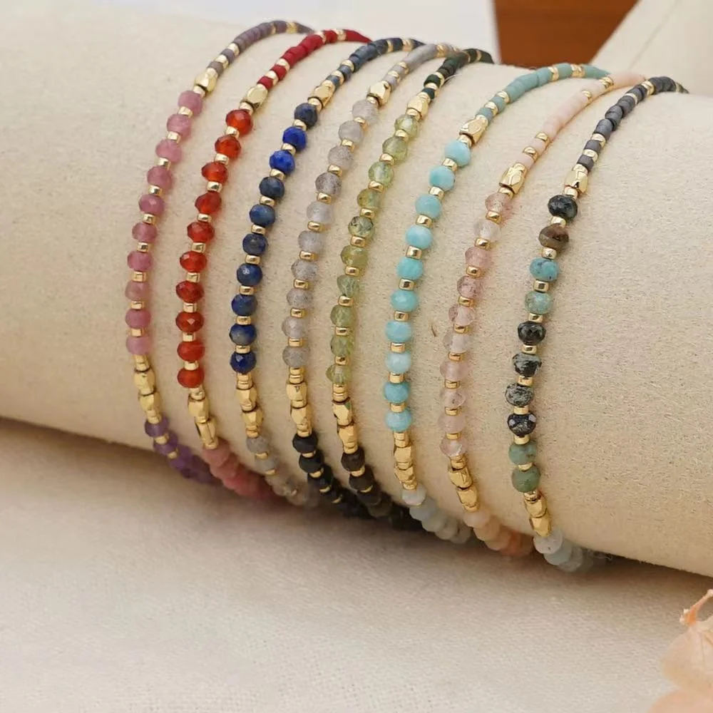 

Toppik adjustable gemstone Miyuki beads natural stone braided friendship bracelet women, 7 colors