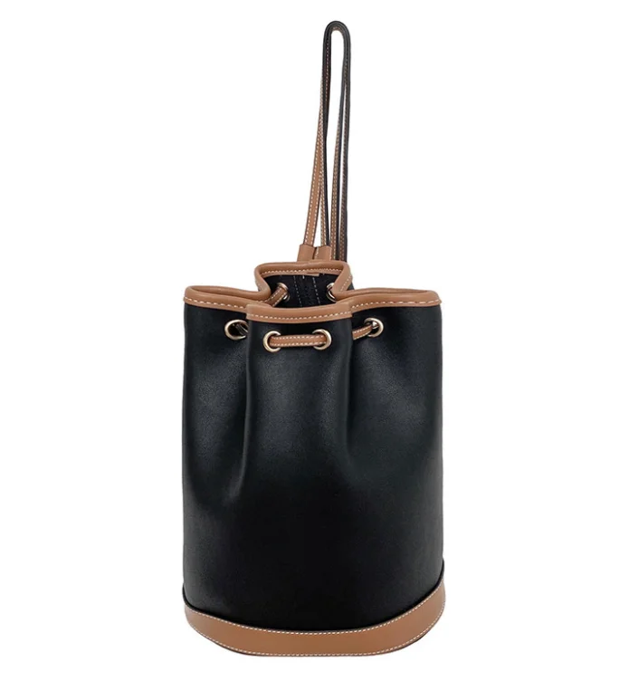 

New Autumn/winter Large Capacity Bucket Single Shoulder Bag Leisure Pleated Single Shoulder Bag Pu Pull Rope Bucket Bag YGC-436