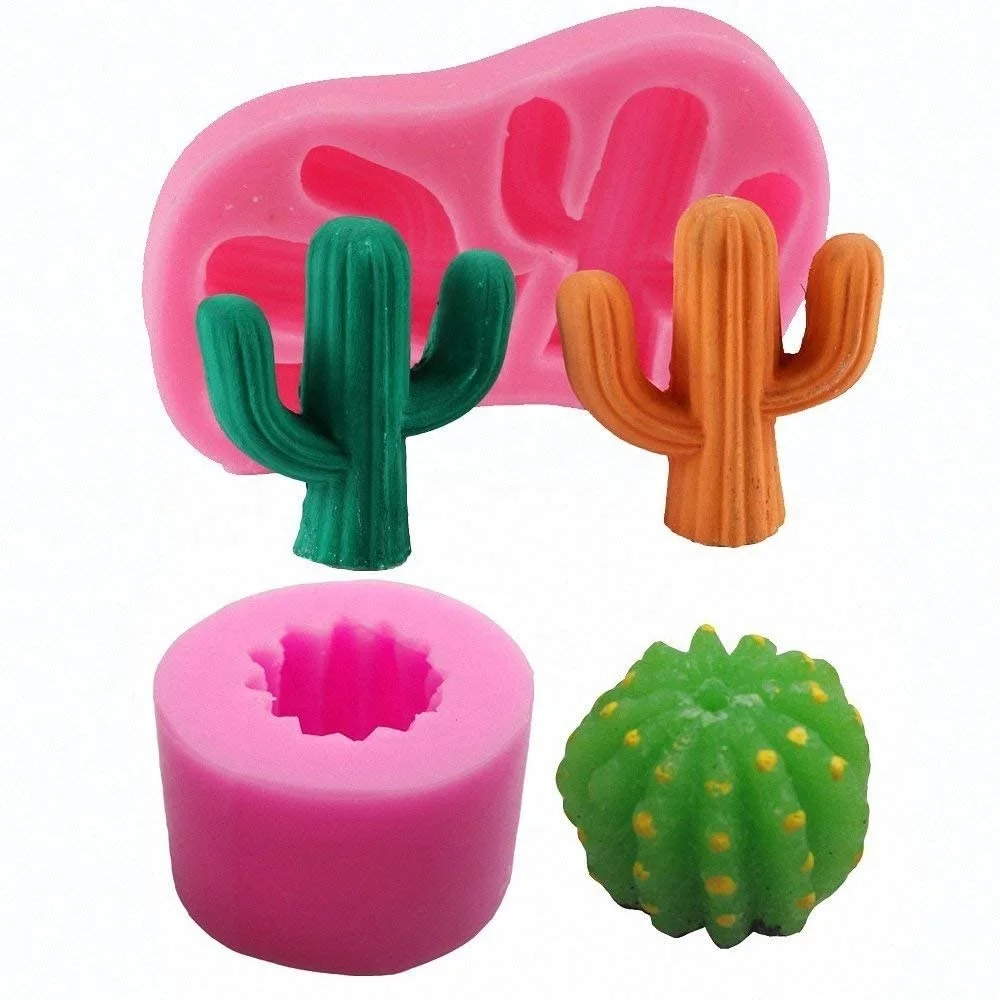 

Cactus Silicone Chocolate Soap Molds Cacti Cake Mold for Fondant Polymer Clay Gum Paste Candy Candle Molds Silicone, White and pink