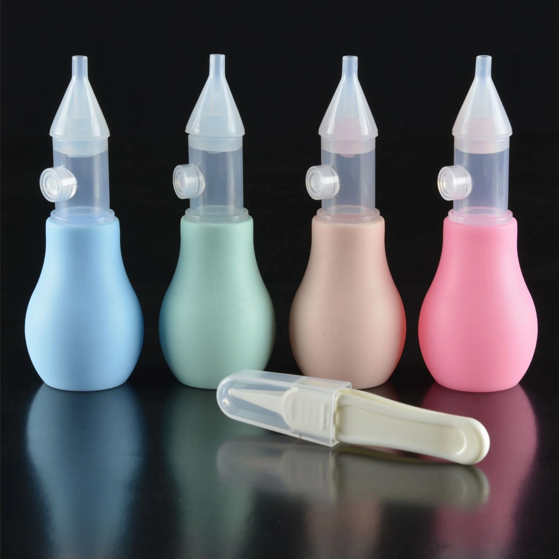 

New design baby manual nasal suction device food grade silicone pump nasal aspirator, Red,pink,blue,green