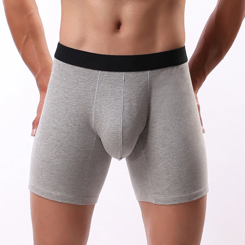 cotton Underpants for Men Long Leg Underwear Mens Boxer Briefs Pouch Fly S M L XL