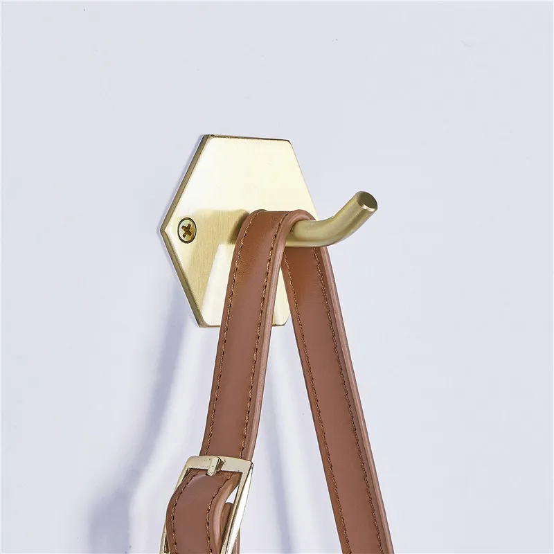 

High Quality Hexagon Brass Wall Mount Single Coat Hook, Brass gold