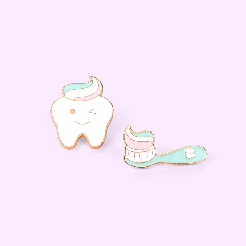 

Hot Selling New Jewelry Tooth Enamel Pin Creative Tooth Toothbrush Modeling Paint Badge Clothing Accessories Manufacturer, Customized according to customer requirements