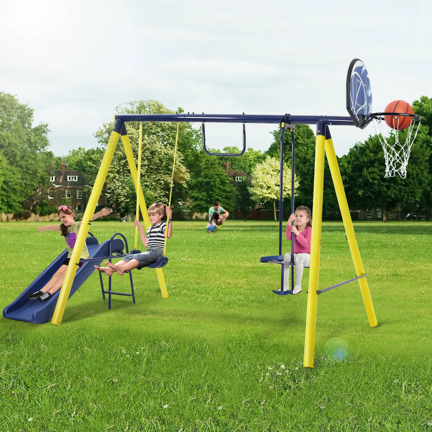 

5 In 1 toddler Outdoor Swing Set for Backyard, Playground Swing Sets for Kids