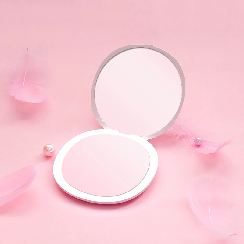 

Colorful super thin round double side lighted makeup compact mirror for cosmetic, Customized color