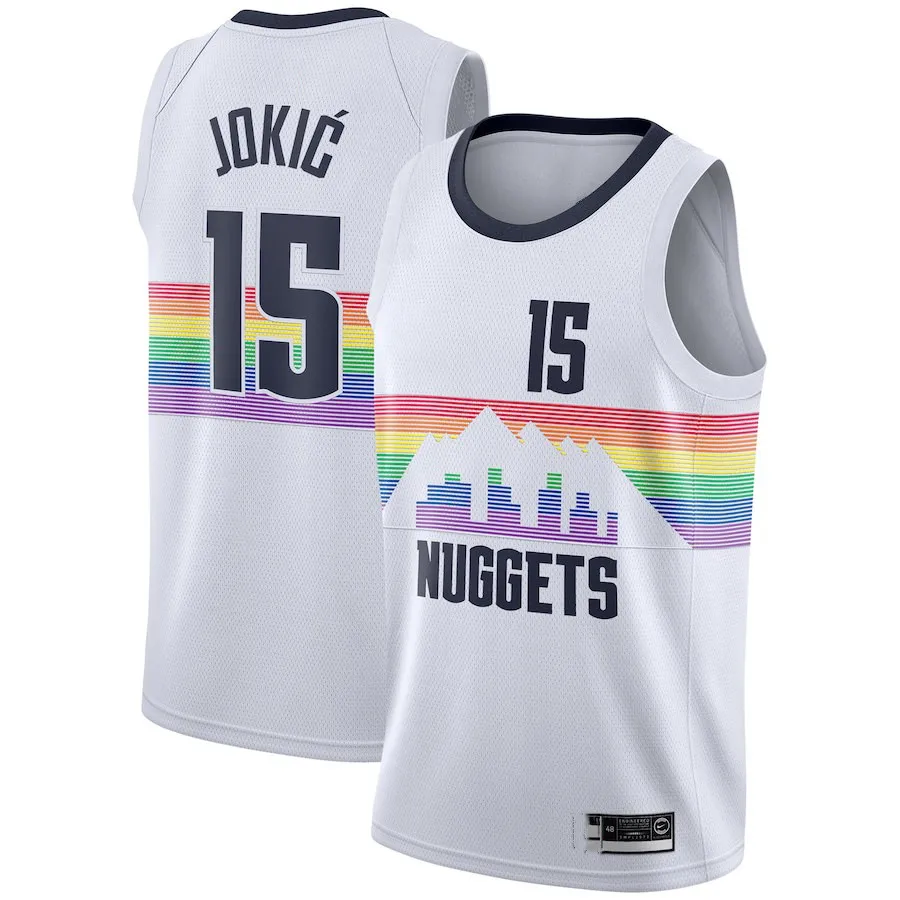 

2021 New Style Wholesale China Top Quality Cheap Custom Logo Stitched Denver Nugget Basketball Jerseys 15 Nikola Jokic English, White, black, yellow, orange, blue, gray, red, purple