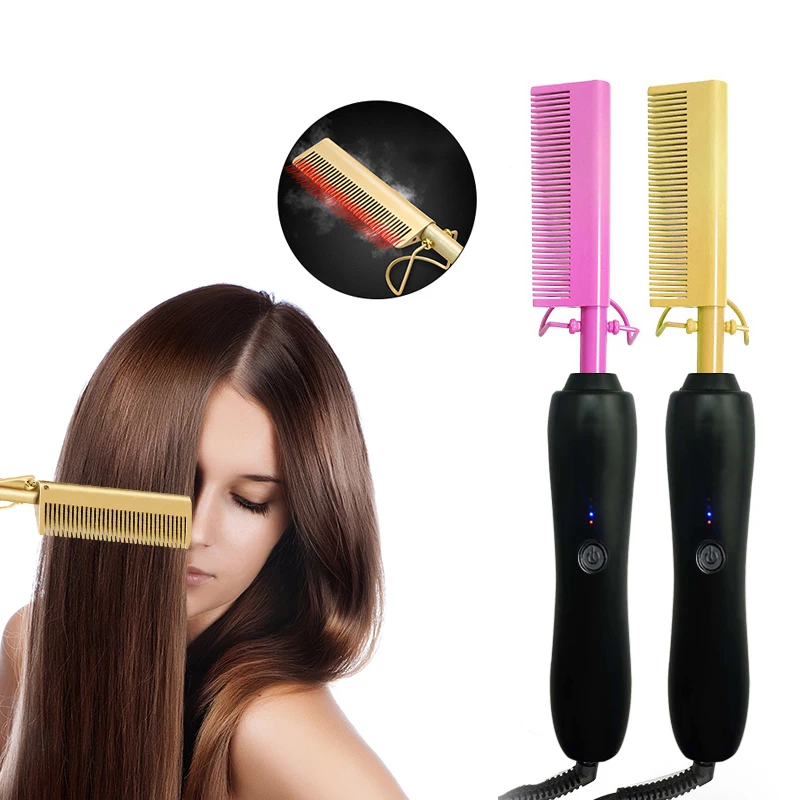 

Wholesale Low Price Private, Label Pink Cooper Electric High Heat Peigne Chauffant Cheveux Hot Comb Brush For Afro Curly Hair/, Customized color