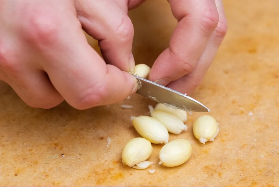 Different garlic mincing tools including knife, press, and microplane with resulting textures