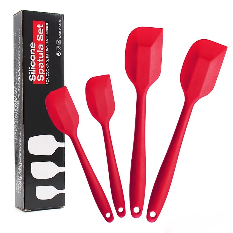 

Wholesale Heat Resistant 4 Pieces Red Non-stick Rubber Baking Silicone Spatulas Set, Red,black