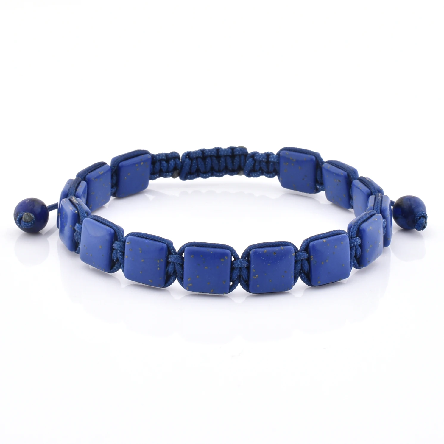 

Wholesale Square Braided Stone Natural Flat Simple Beaded Lapi Lazuli Bead Bracelet
