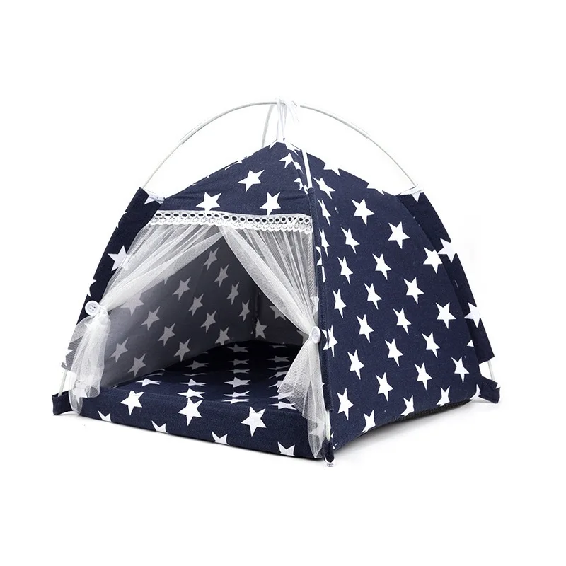 

Pet cat nest cotton and linen tent, Gray