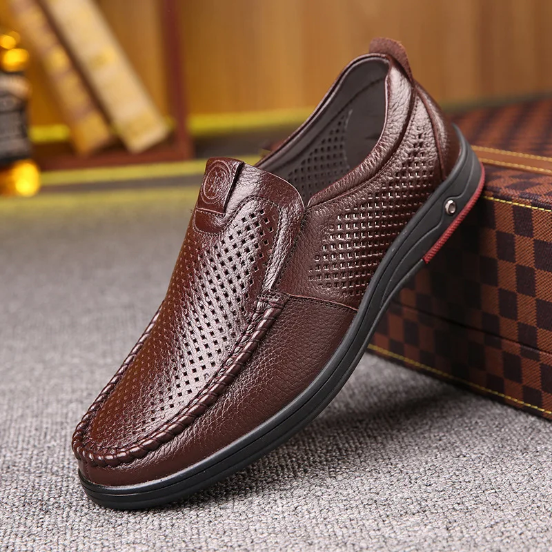 

Soft leather men's business formal leather fashion breathable British slip-on casual shoes